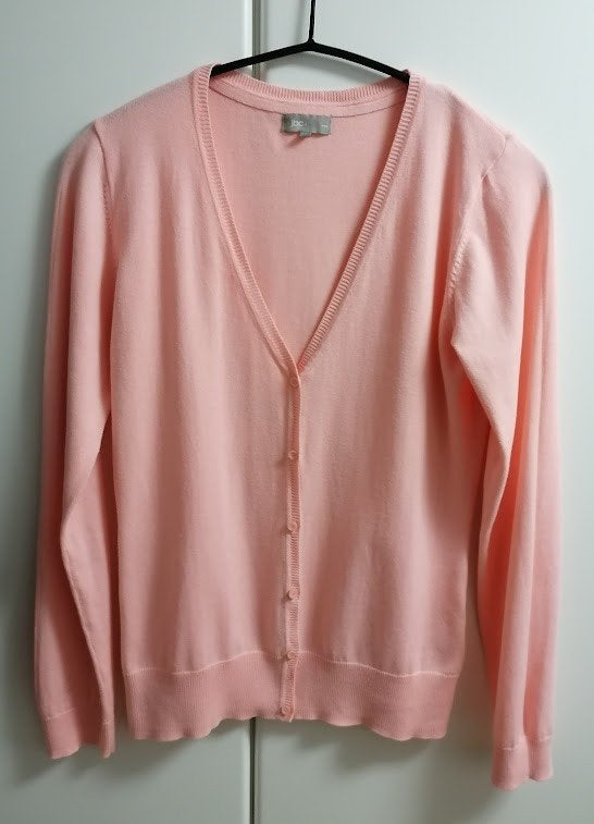 Lichtroze cardigan met V-hals, maat L, Kleding | Dames, Truien en Vesten, Ophalen of Verzenden, Zo goed als nieuw, Maat 42/44 (L)