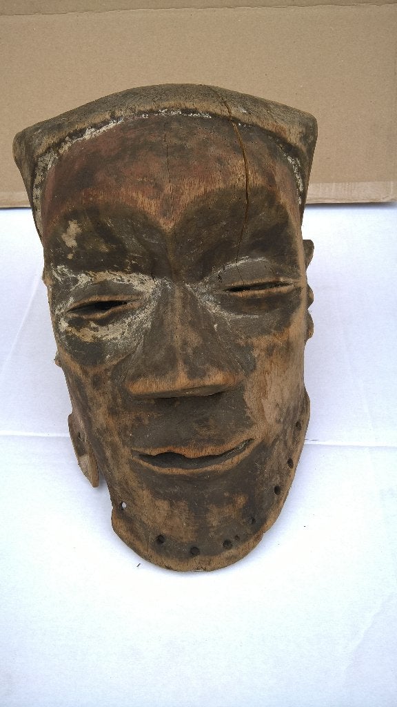 Afrikaanse masker, Antiek en Kunst, Kunst | Beelden en Houtsnijwerken, Ophalen, Masker, Hout, Bruin