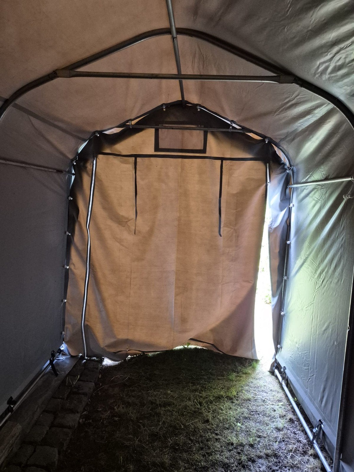 Garagetent 2,4x3,6m, PVC zeil, grijs,, Ophalen, Zo goed als nieuw, Overige materialen, Overige typen
