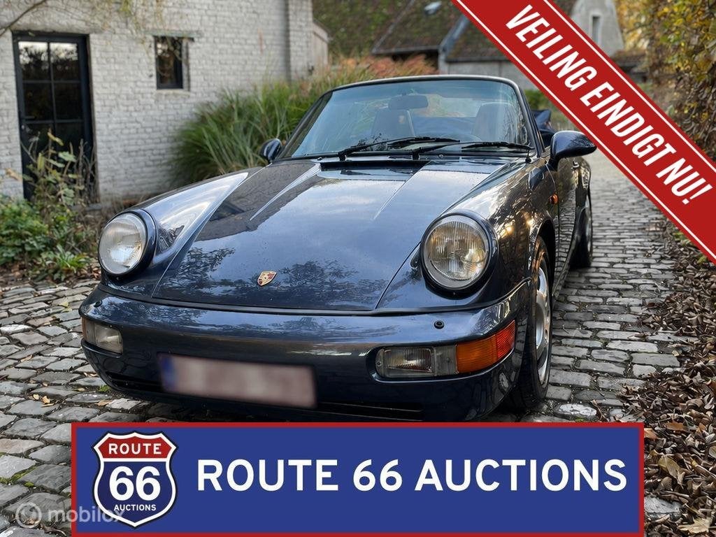 Porsche 911 Carrera 4 Cabriolet | 1990 | Route 66 Auctions, Zwart, Bedrijf, Overige carrosserie, Porsche