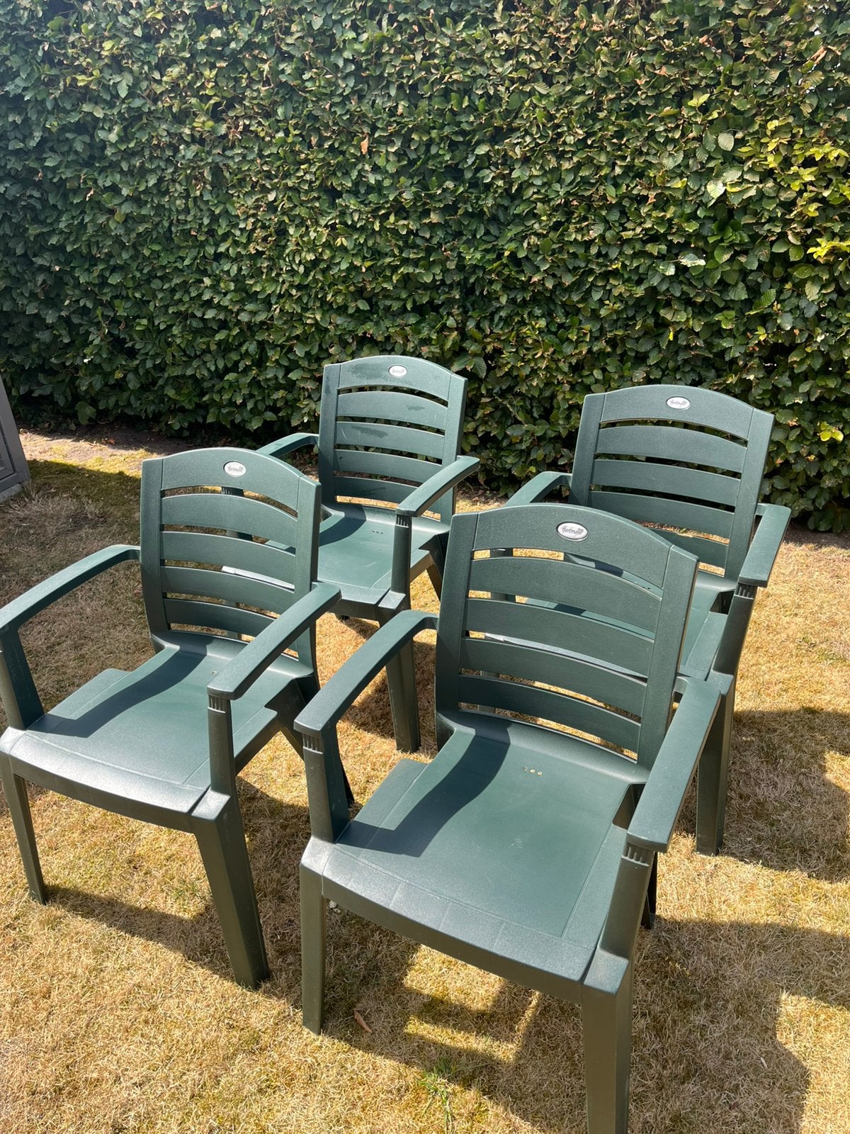 Stapelbare hartman tuinstoelen 4stuks, Ophalen, Zo goed als nieuw