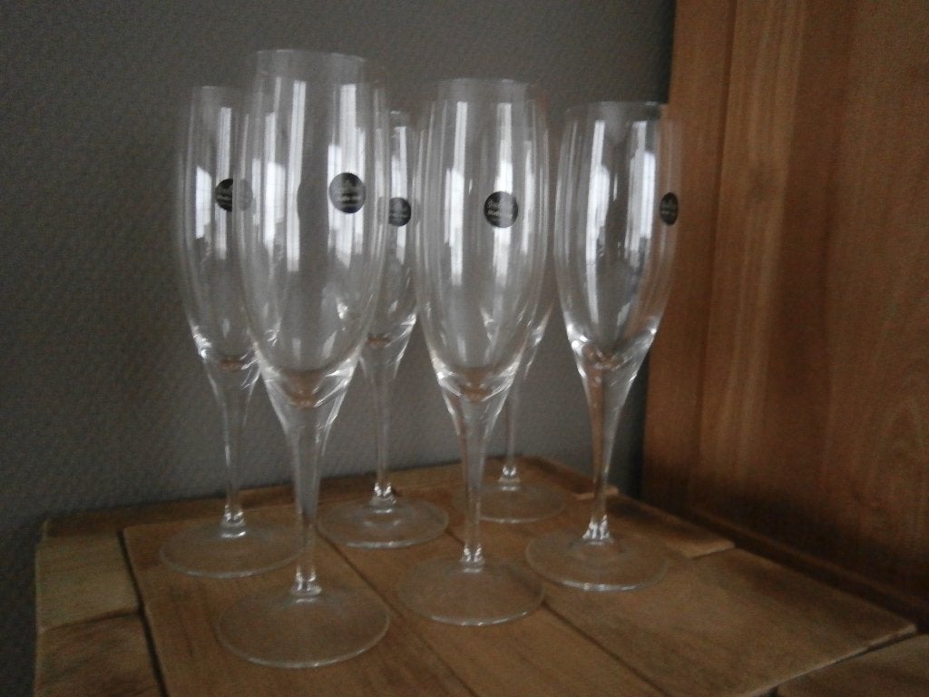 6 kristallen champagneglazen Rosenthal Germany, Verzenden, Nieuw, Glas of Glazen