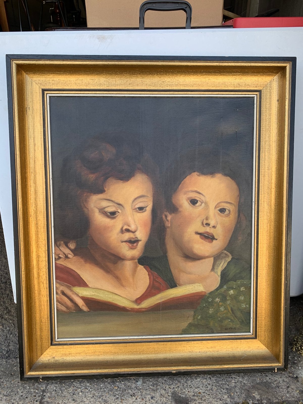 Schilderij, Ophalen, Gesigneerd, Portret of Personen, Doek