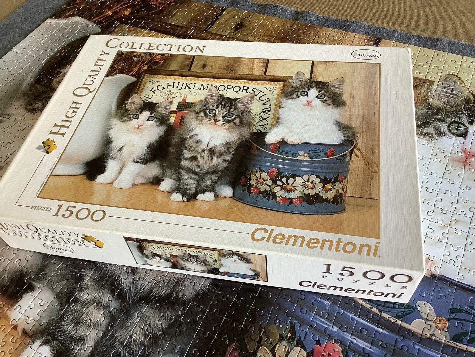 Puzzle Clementoni 1500 pièces chats norvégiens, Hobby & Loisirs créatifs, Enlèvement, 500 à 1500 pièces, Utilisé, Puzzle