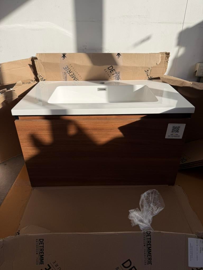 Badkamermeubel detremmerie walnut 80 cm nieuw met schade, Enlèvement, Neuf, Lavabo