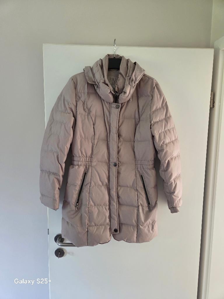 Beige halflange anorak pufferjas met capuchon, Beige, Zo goed als nieuw, Betty barclay, Ophalen
