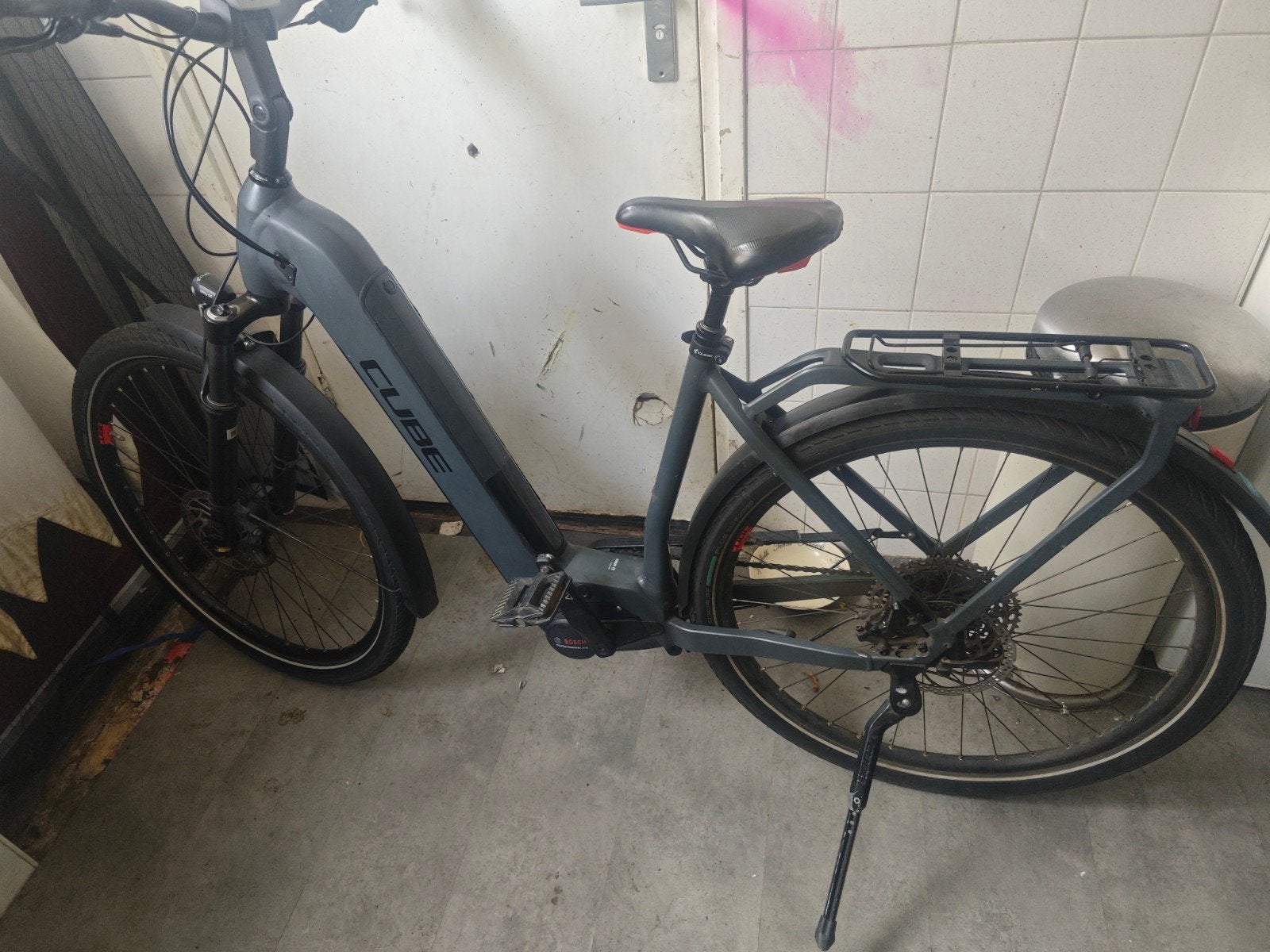 cube touring exc vert foncé/gris, Enlèvement ou Envoi, 50 km par batterie ou plus, 55 à 59 cm, Utilisé