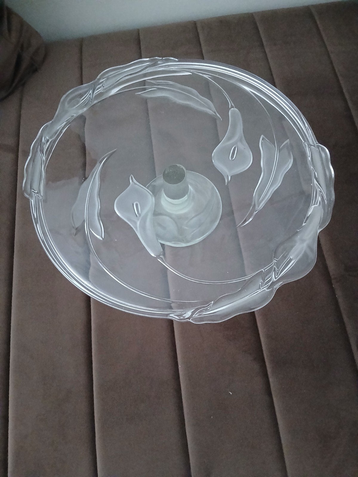 Glazen taartvorm op voet - Fleur de Lys patterns, Ophalen of Verzenden, Glas