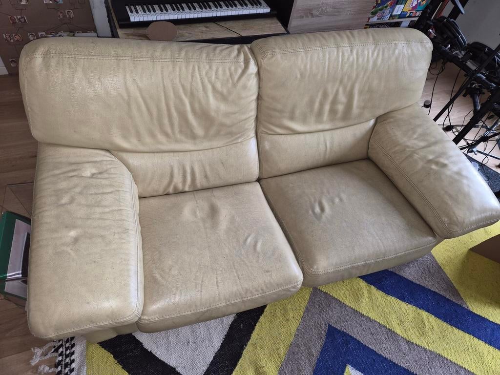 Roche Bobois 2-zitsbank in leer, Ophalen, Gebruikt, Leer