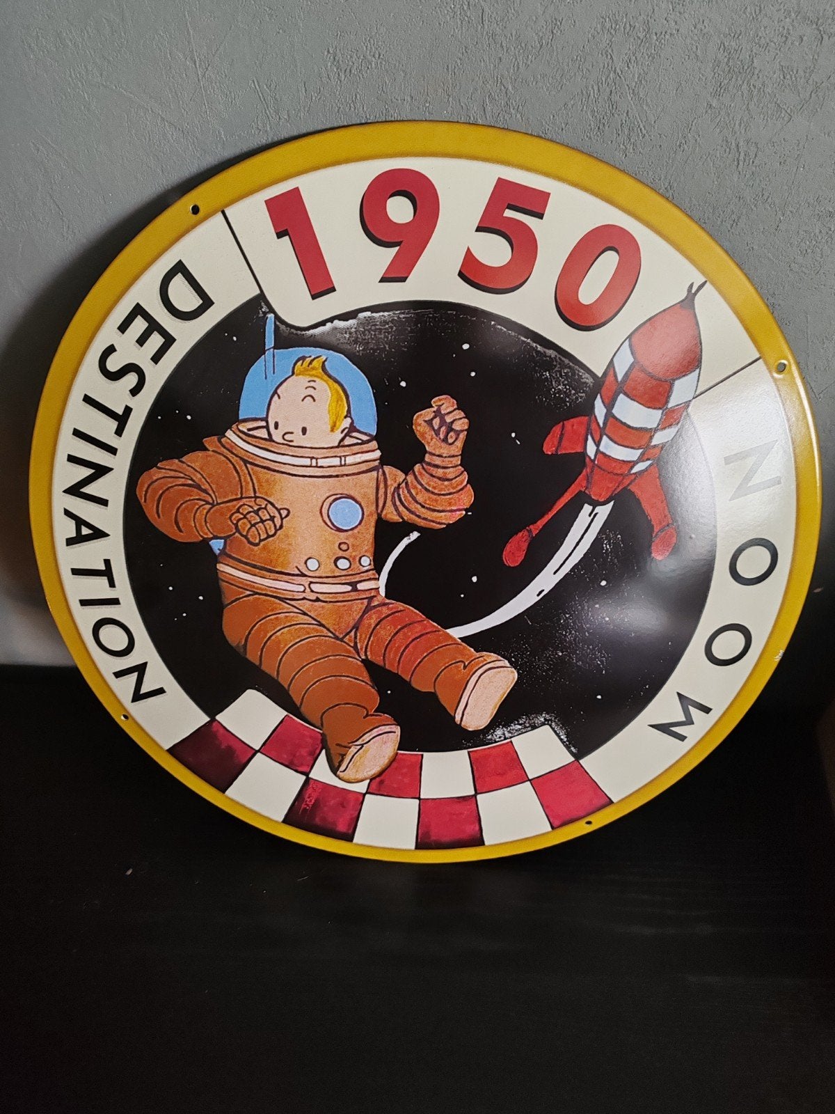Plaque émaillée Tintin, Enlèvement, Utilisé, Panneau publicitaire