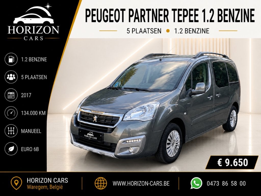 Peugeot Partner Tepee 1.2 Benzine + Garantie, Auto's, Peugeot, Euro 6, 5 deurs, Electronic Stability Program (ESP), Stadsauto