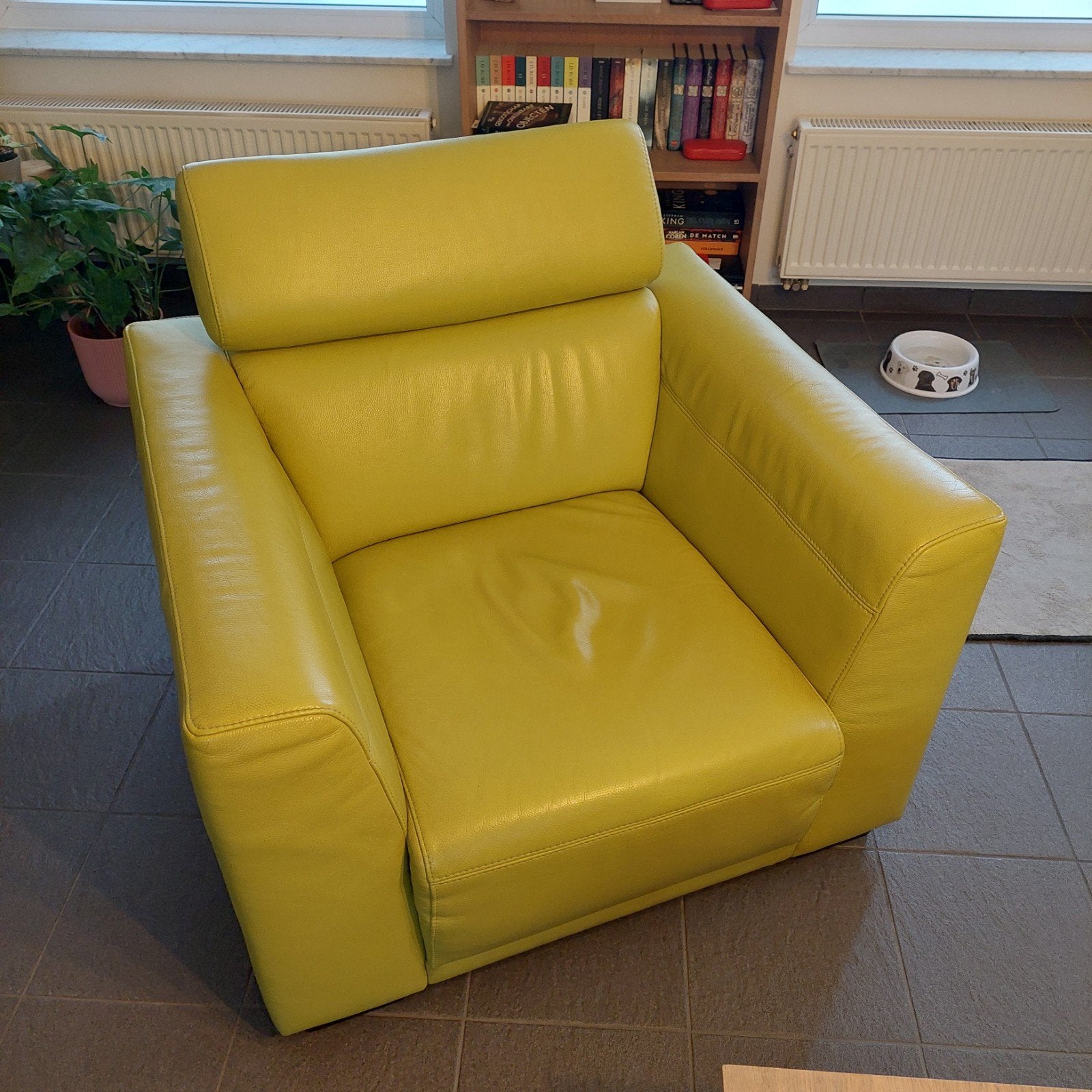 echt lederen fauteuil 90 x 100 x 75 cm, 75 à 100 cm, Comme neuf, Enlèvement, 75 à 100 cm