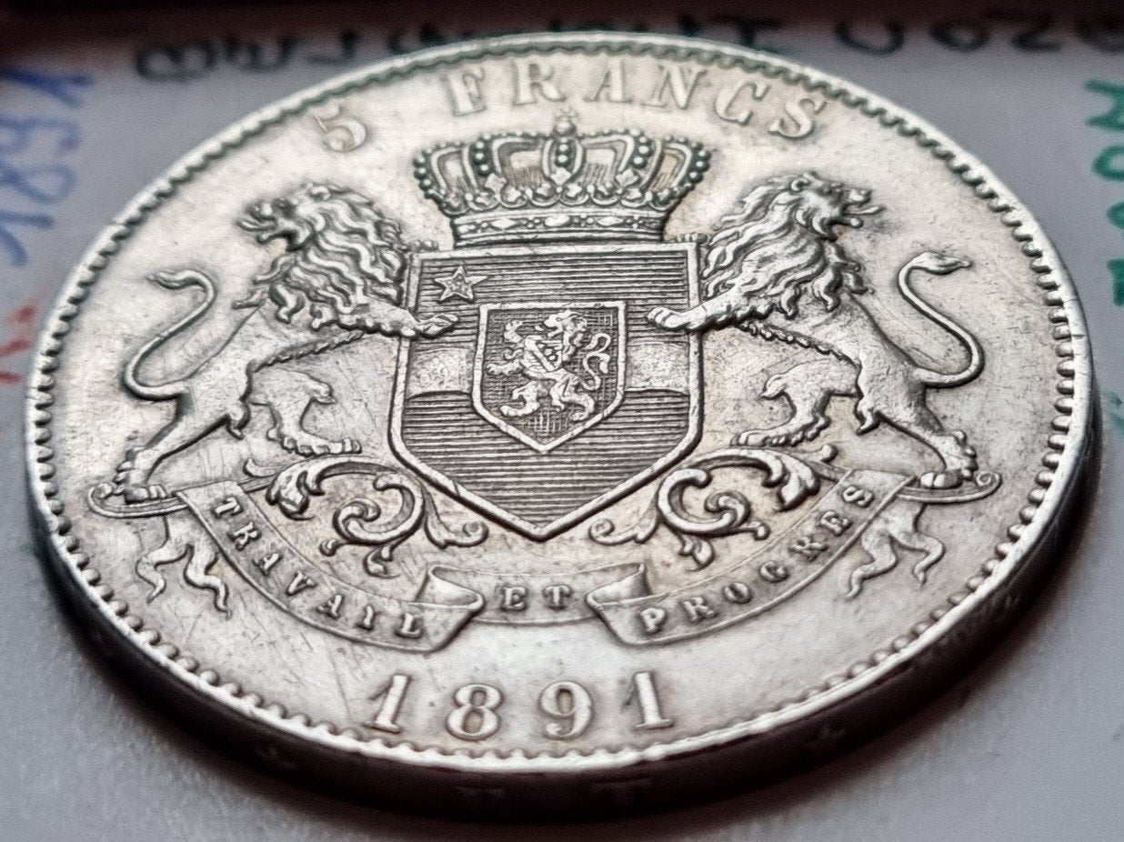 5 Francs 1891 Belgisch Congo / Zeer zeldzaam !!, Enlèvement ou Envoi, Monnaie en vrac, Argent