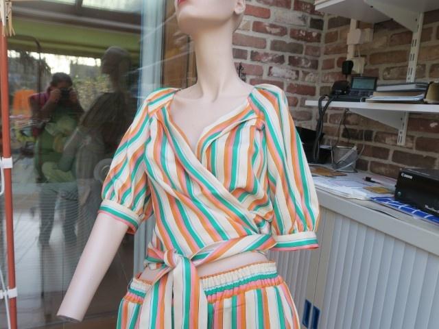 Bloesje (mt 34) + broek oranje groen streep nieuw Pinko mt 4, Kleding | Dames, Jumpsuits, Nieuw, Maat 34 (XS) of kleiner, Overige kleuren