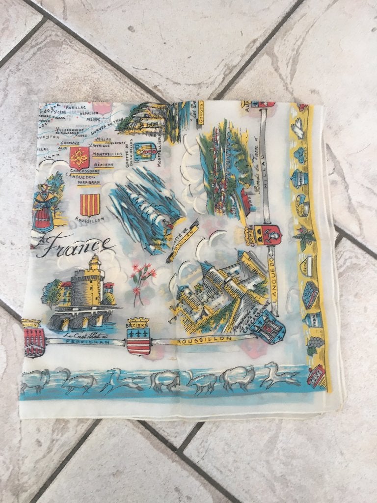 écharpe vintage France souvenir pour femme, Enlèvement ou Envoi