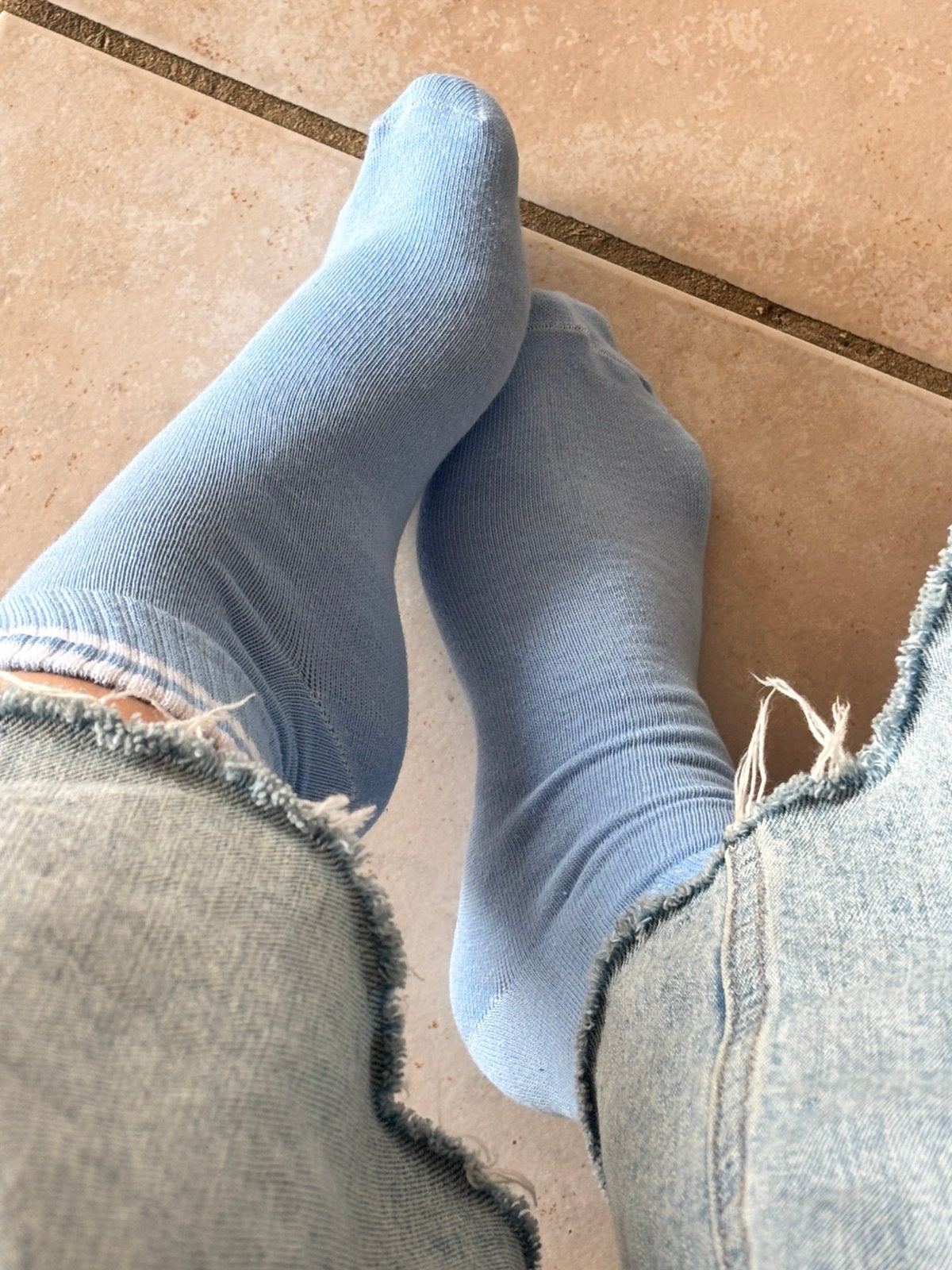 Chaussettes femme, Socquettes et Bas genoux, Enlèvement ou Envoi, Porté, Bleu