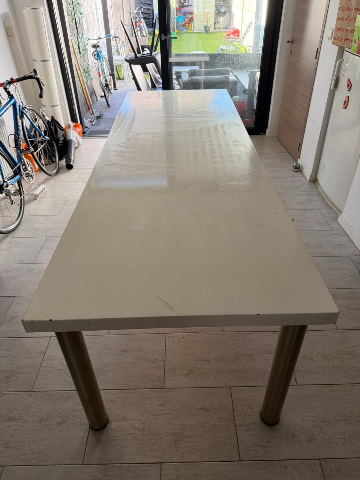 Grote witte tafel 270x90, Huis en Inrichting, Ophalen, Zo goed als nieuw