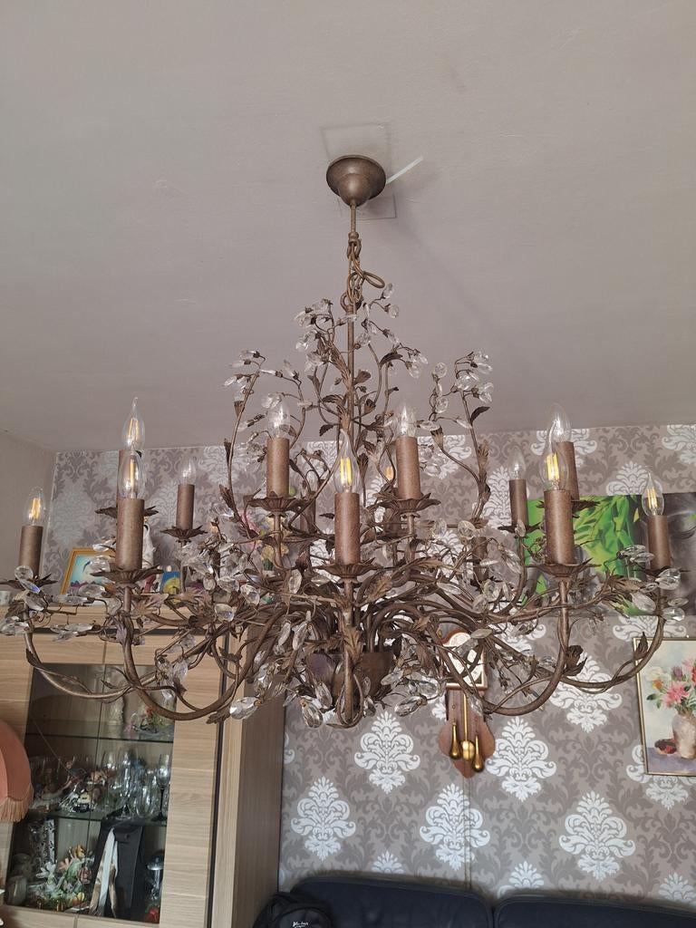 Elegance lustre en métal avec pampilles en cristal, style  r, Métal