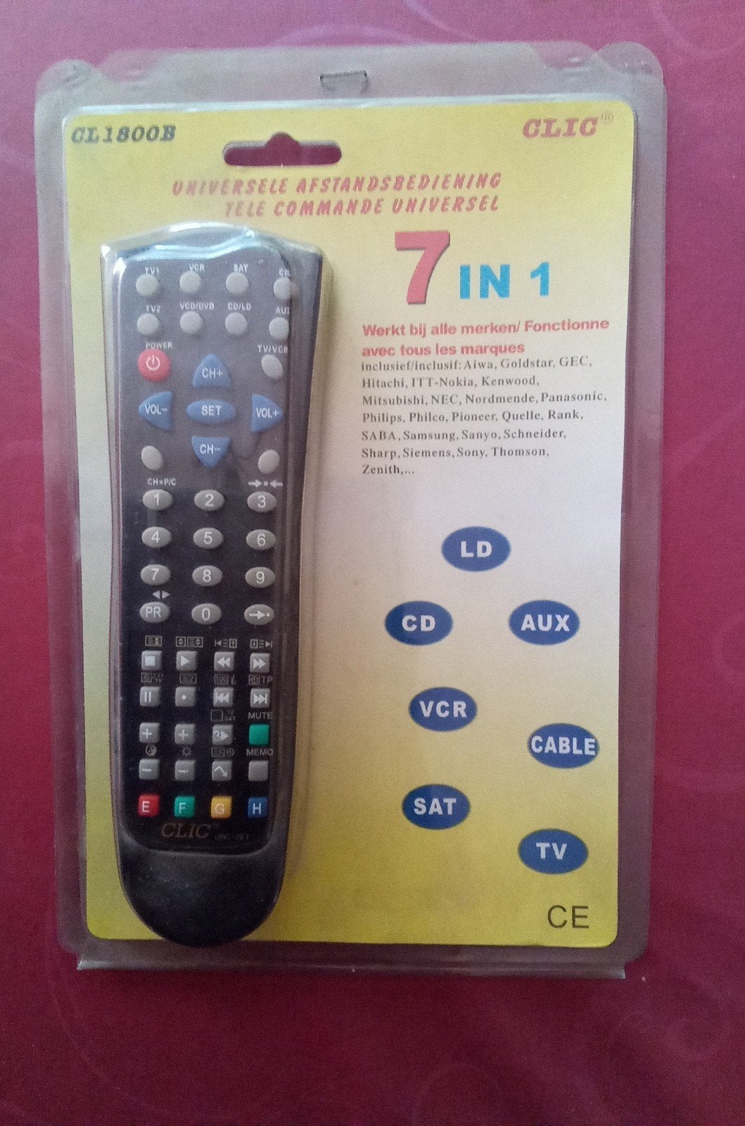 Universele afstandsbediening CL1800B, Audio, Tv en Foto, Ophalen of Verzenden, Nieuw, Universeel, Dvd