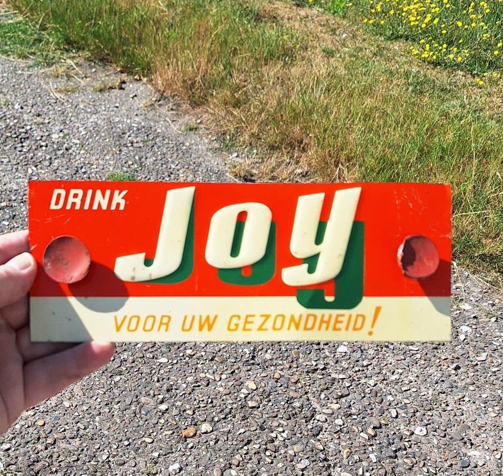 Vintage reclamebord Joy frisdrank, 50'r jaren., Enlèvement ou Envoi, Comme neuf, Panneau publicitaire