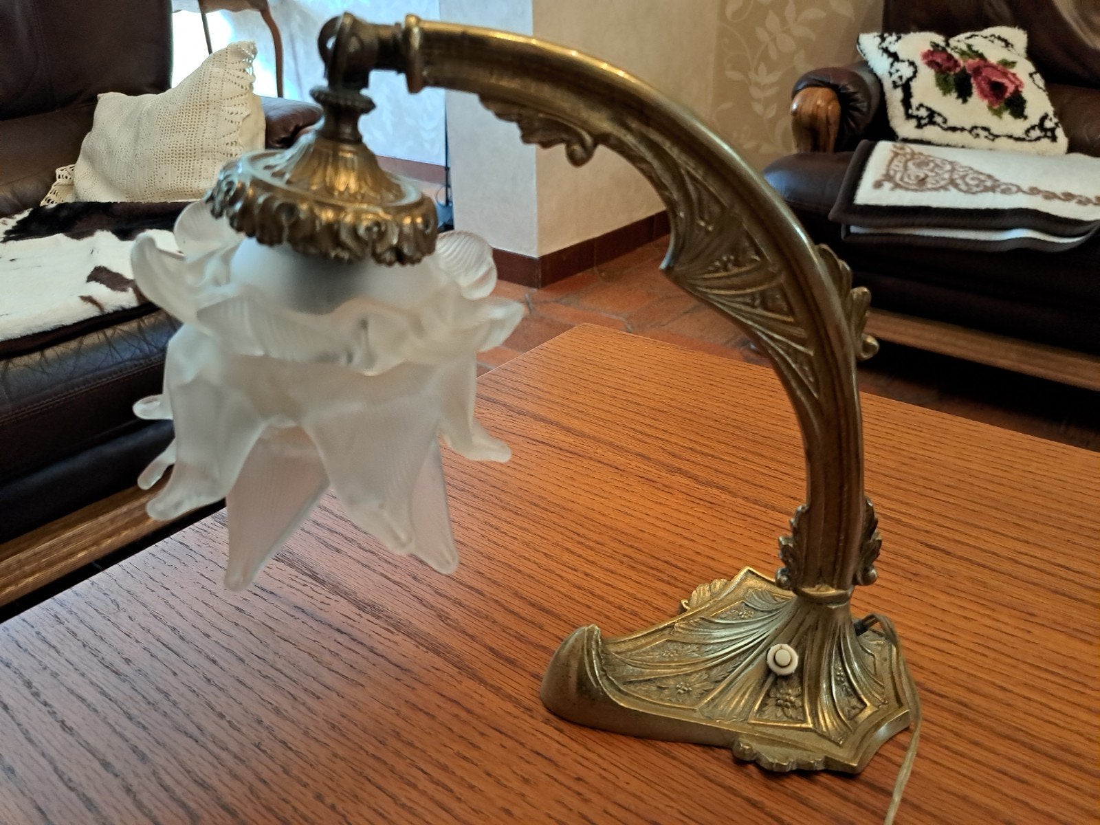 Te koop, antieke bureaulamp, olielamp, kaarsenhouder, Ophalen