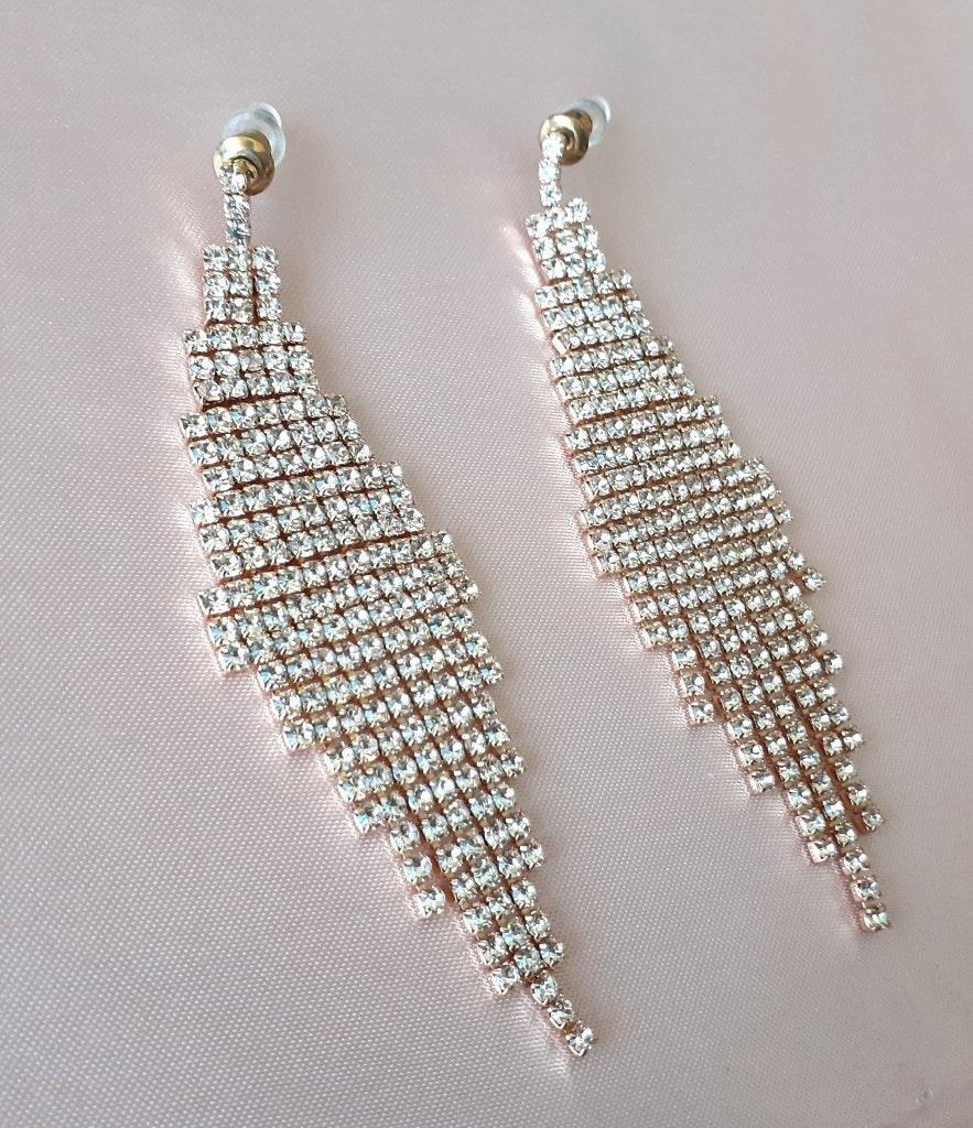 oorbellen chandelier rosé goud met strass, Enlèvement ou Envoi, Or, Neuf, Puces ou Clous