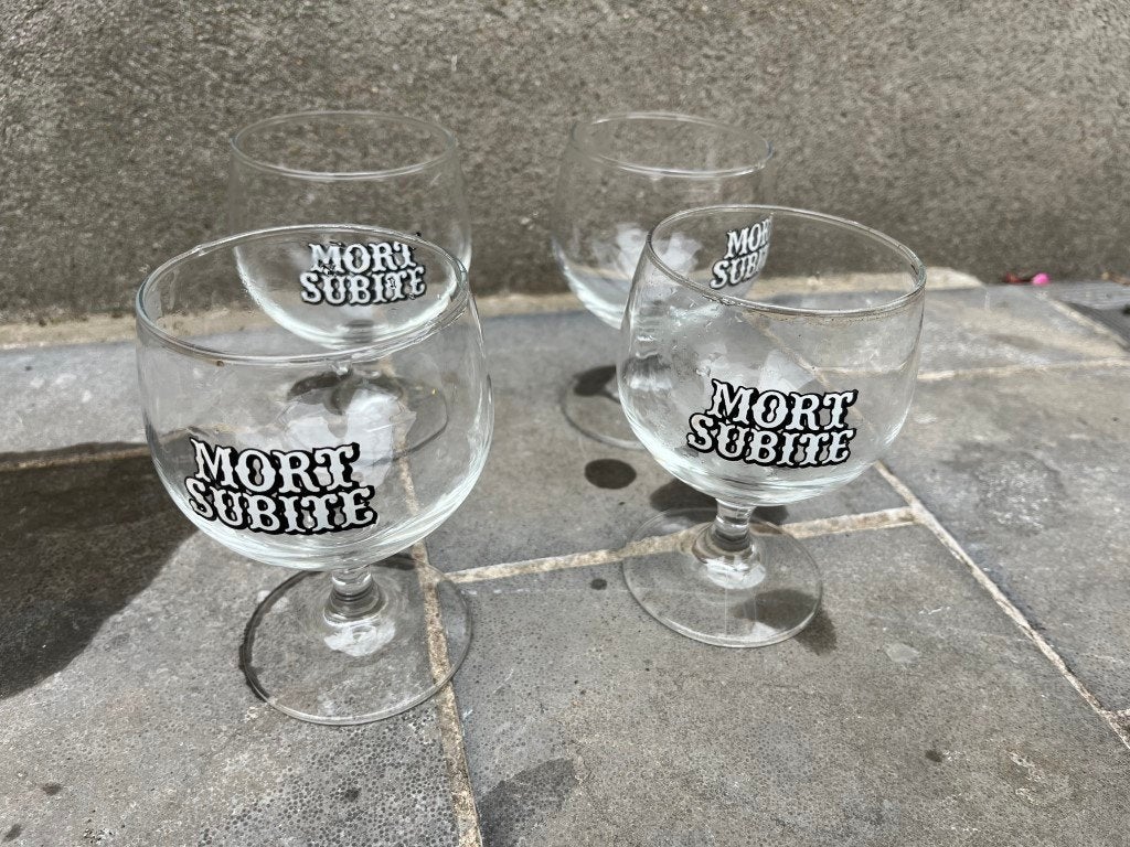 4 bierglazen Mort Subite, Verzamelen, Biermerken, Ophalen of Verzenden