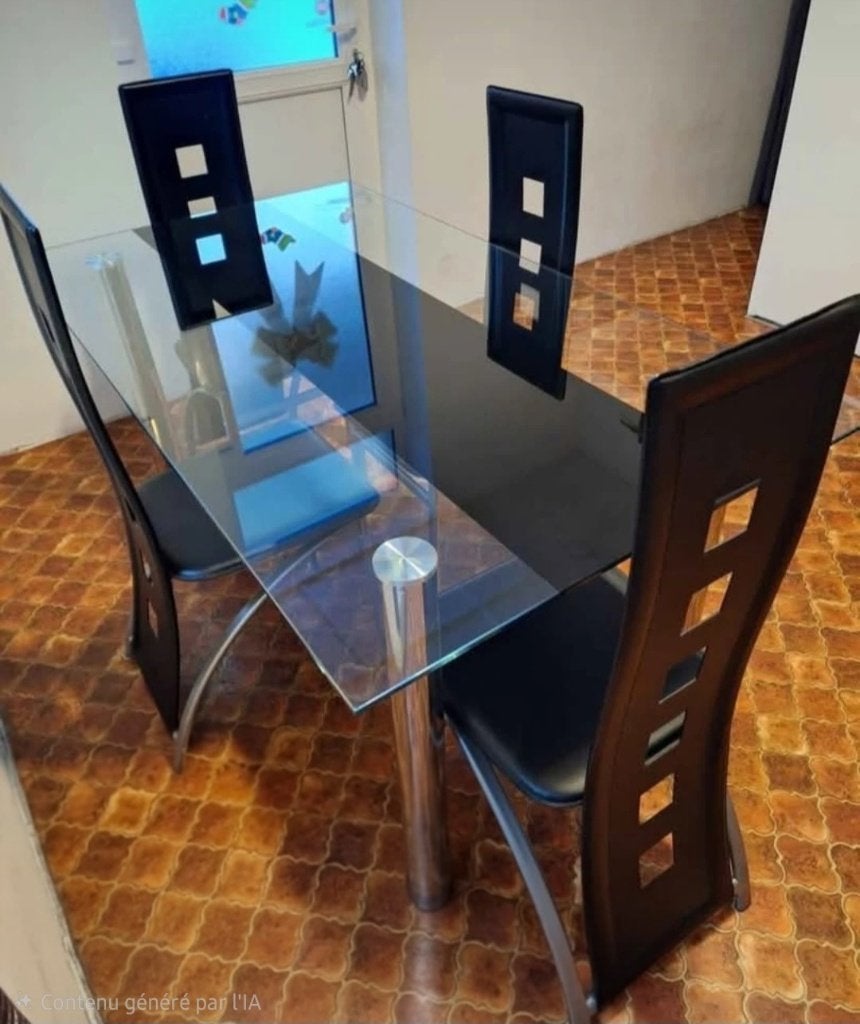 Table salle a manger, Cinq personnes ou plus, Comme neuf, Verre, Enlèvement