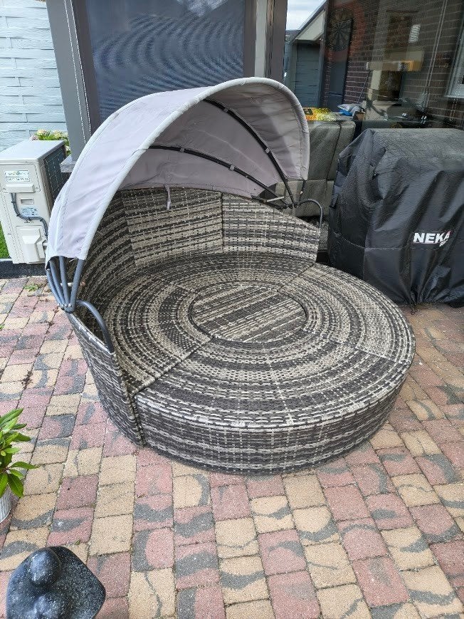 Zonne eiland compleet met kussenset!, Jardin & Terrasse, Chaises de jardin, Enlèvement, Utilisé, Osier
