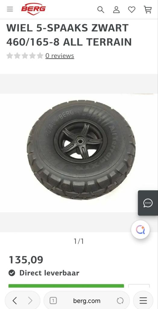 Royal Berg All Terrain XTR 2 roues +2 chambres à air neuves, Enlèvement