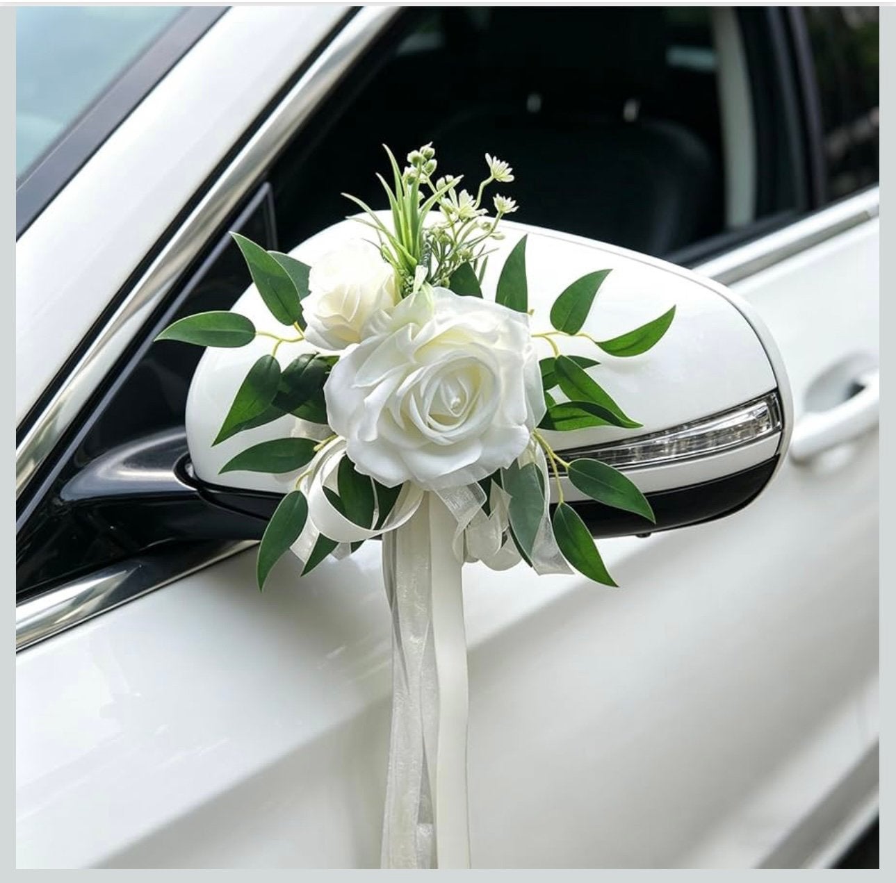 Bruiloft Decoratie Set - Kunstbloemen voor Auto/Stoel, Ophalen of Verzenden, Zo goed als nieuw