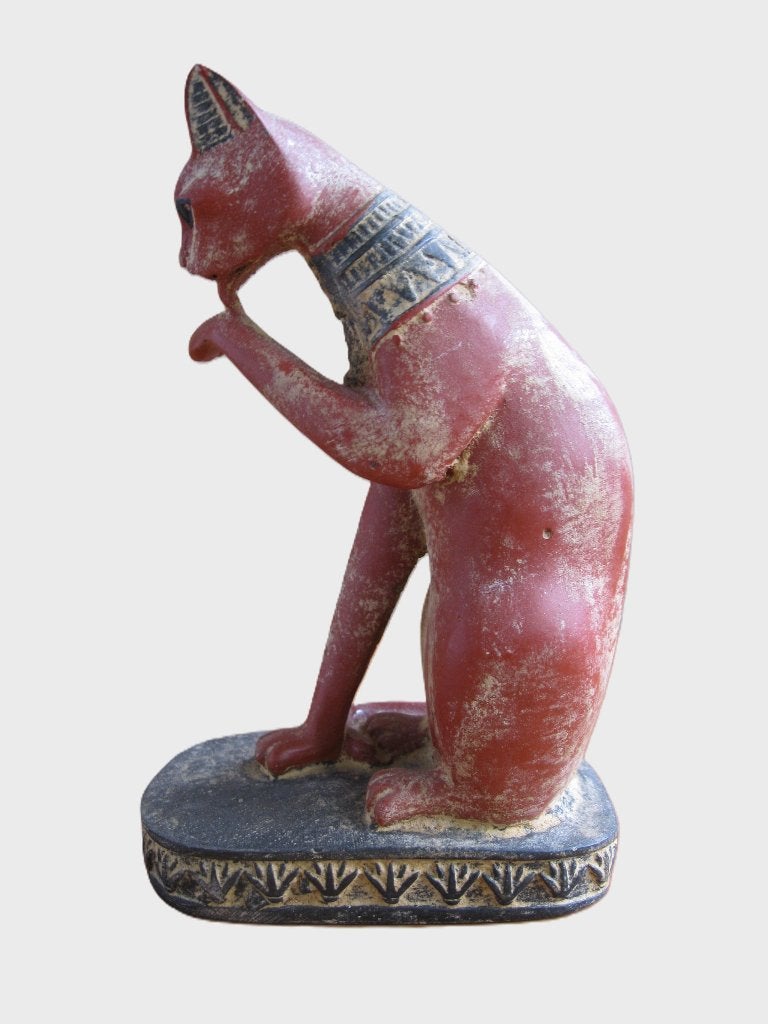 Zeer oud Egyptisch kat beeldje, Enlèvement, Sculpture, Fait main