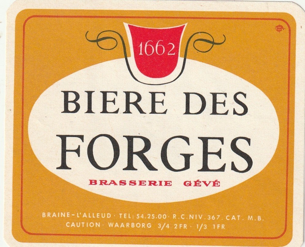 bieretiket brasserie Gévé : Bière des Forges, Collections, Envoi, Comme neuf, Autres types, Autres marques