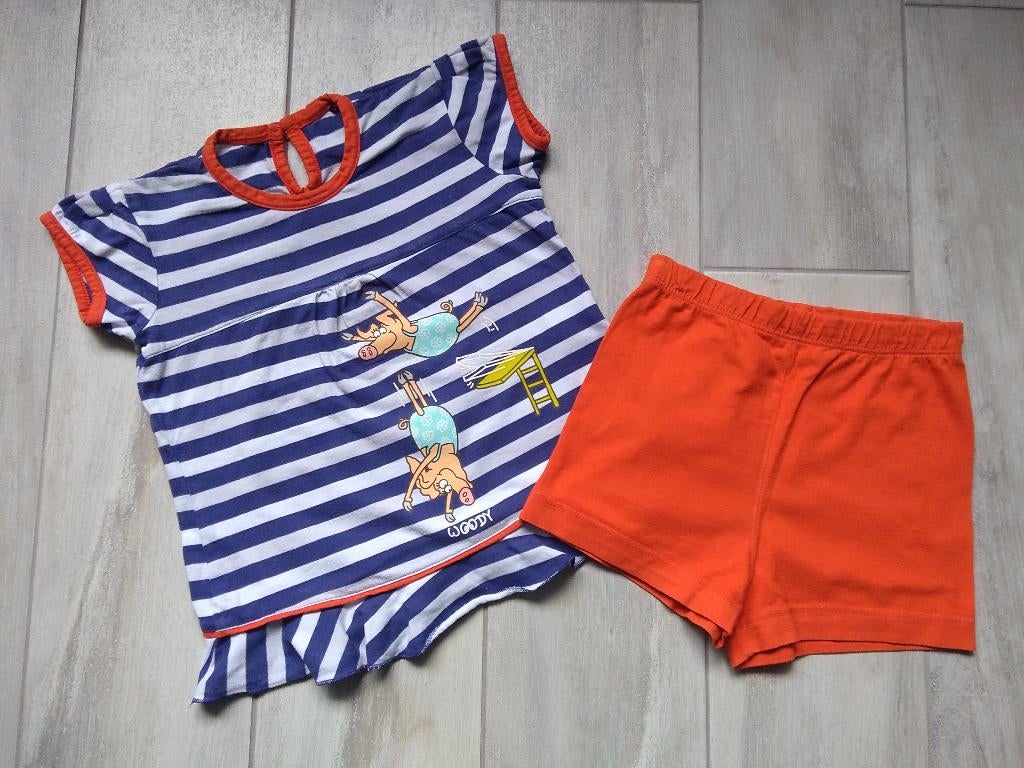 ✿ M92 - Woody zomerpyjama thema varken, Kinderen en Baby's, Kinderkleding | Maat 92, Nacht- of Onderkleding, Meisje, Ophalen of Verzenden