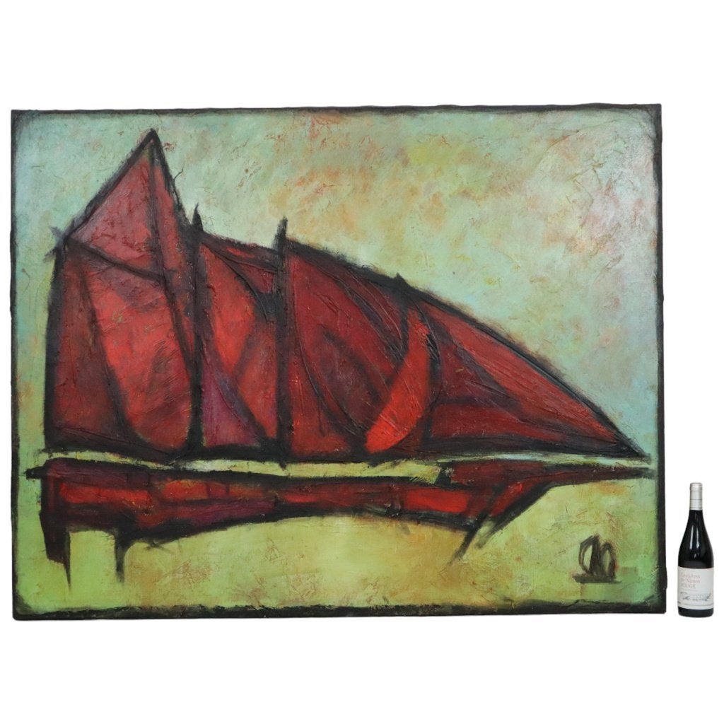 Abstracte Boot Kunst Olie Op Doek XL Schilderij 146x114cm, Antiquités & Art, Art | Peinture | Abstraite, Enlèvement