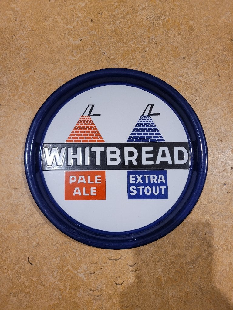 plateau émaillé publicitaire bière whitbread, Enlèvement ou Envoi, Utilisé, Panneau publicitaire