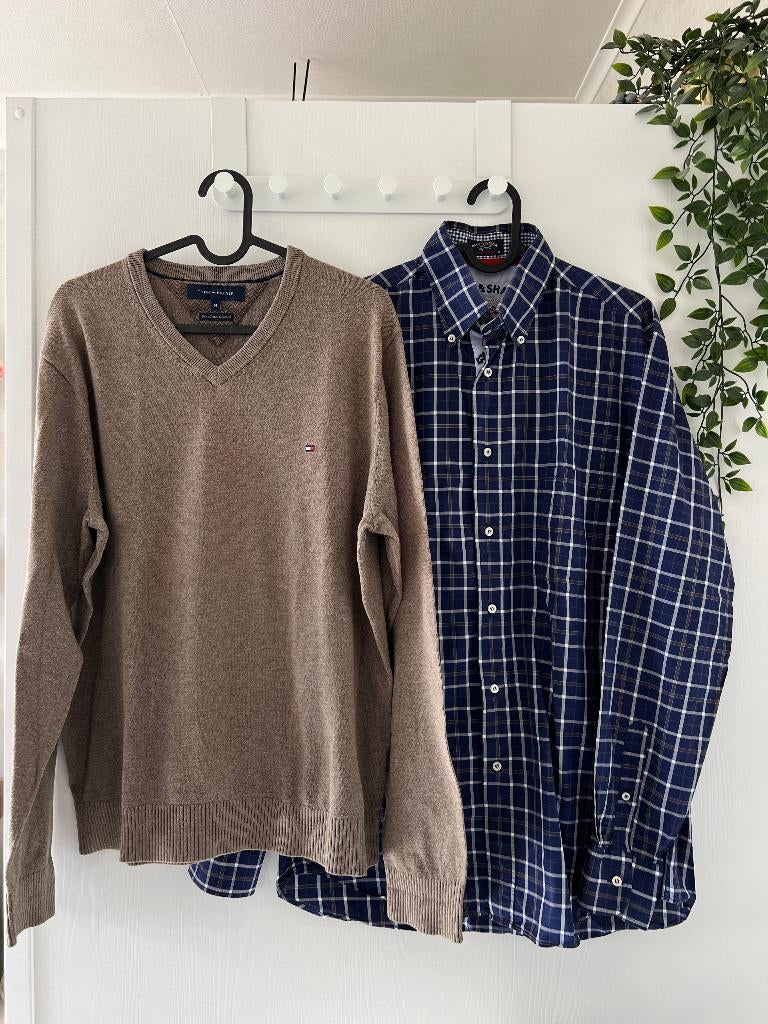 Set pull Tommy Hilfiger M + hemd heren Paul&Shark, Comme neuf, Brun, Enlèvement, Tommy hilfiger