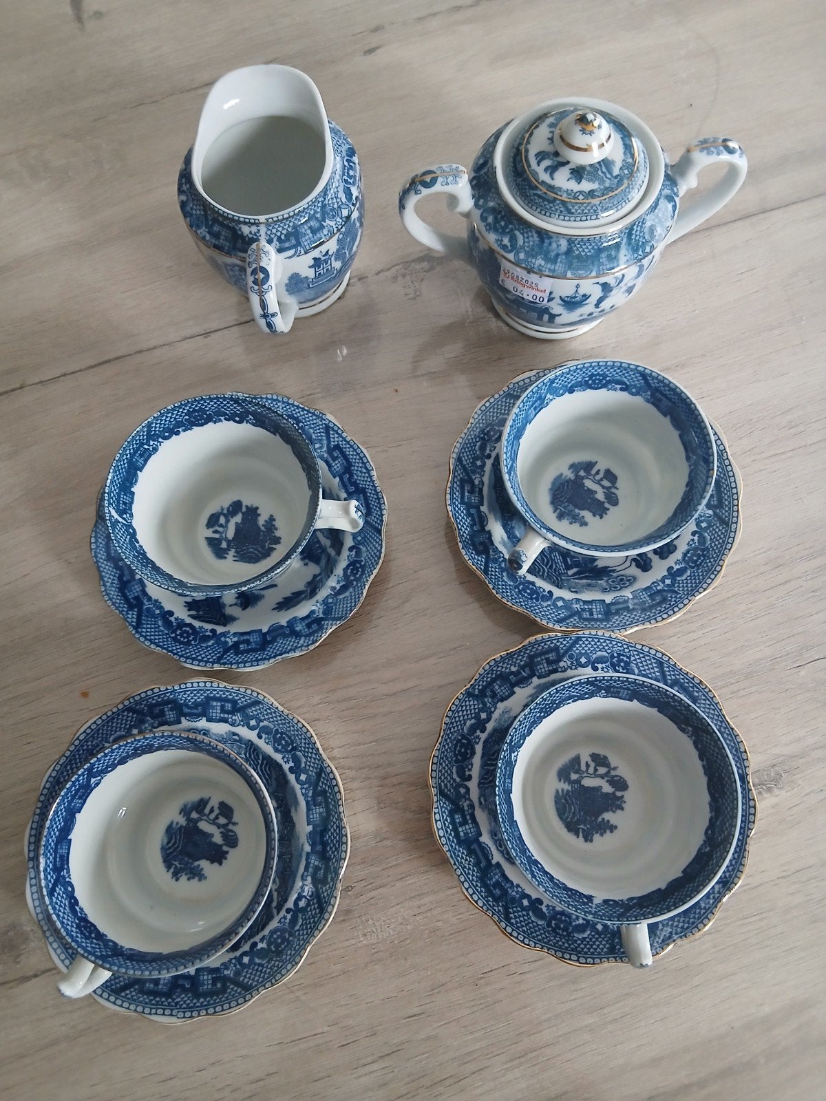 Service à thé / café vintage porcelaine bleu et blanc, Enlèvement ou Envoi