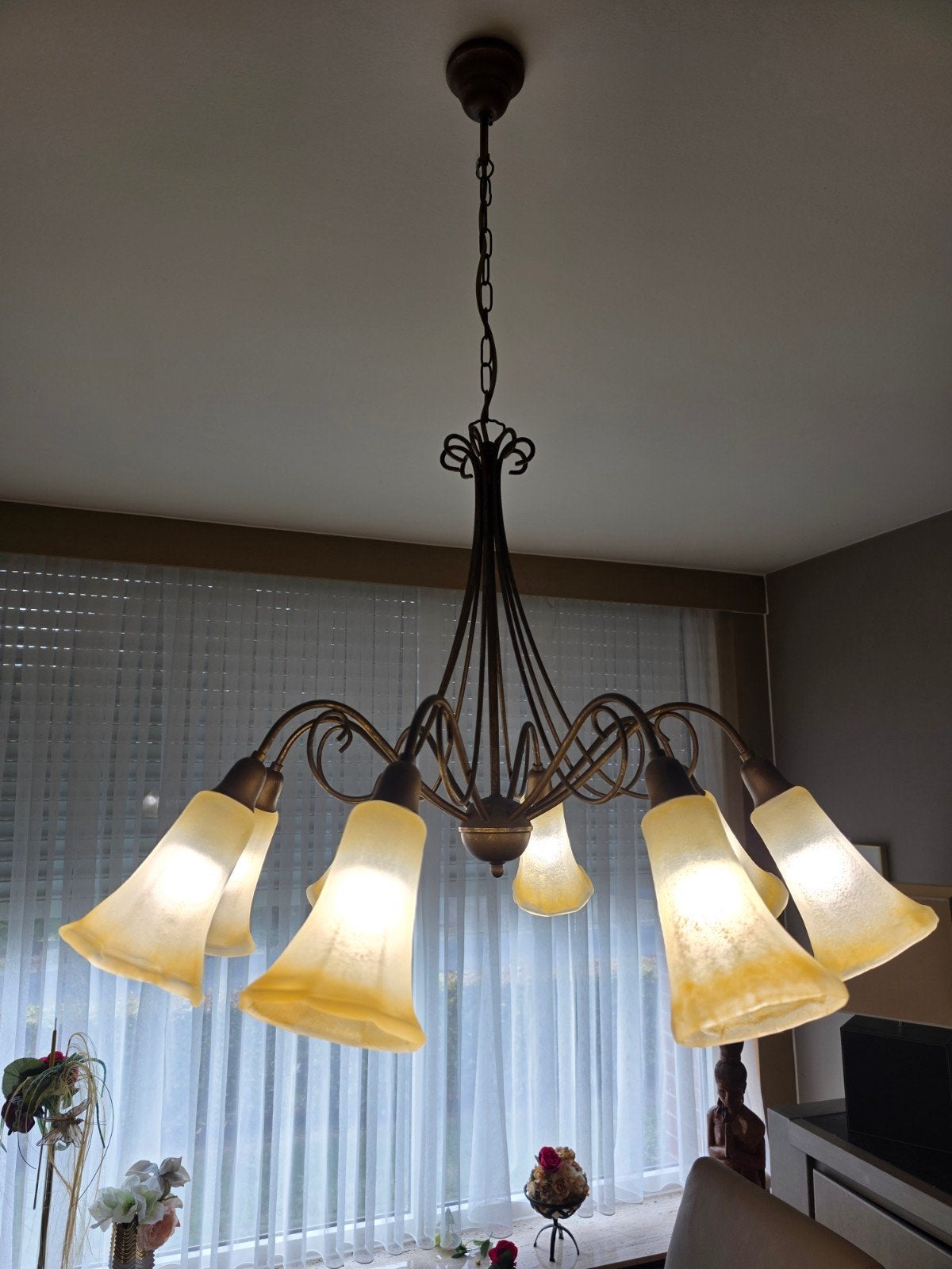 luster kroonluchter lamp glas opaque, Huis en Inrichting, Ophalen, Zo goed als nieuw, Glas