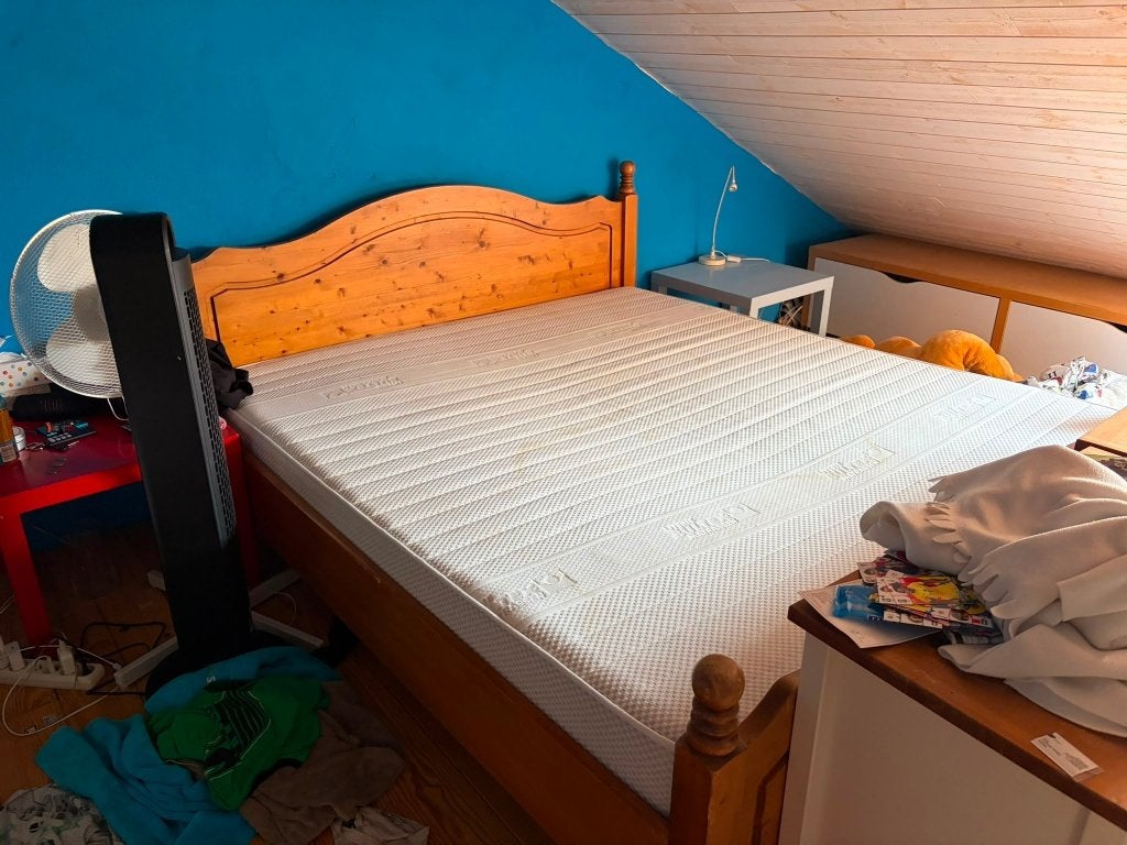 180X200 houten bed, Ophalen, Bruin, Tweepersoons, 180 cm