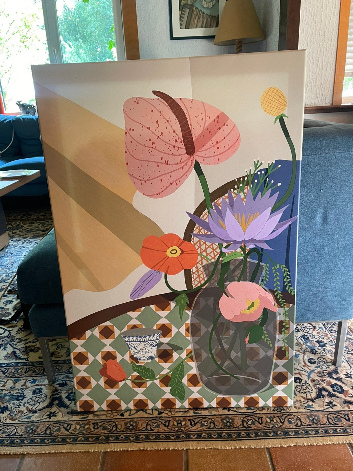 JUNIQE canvas print 90  60 cm – kleurrijk bloemstilleven, Ophalen