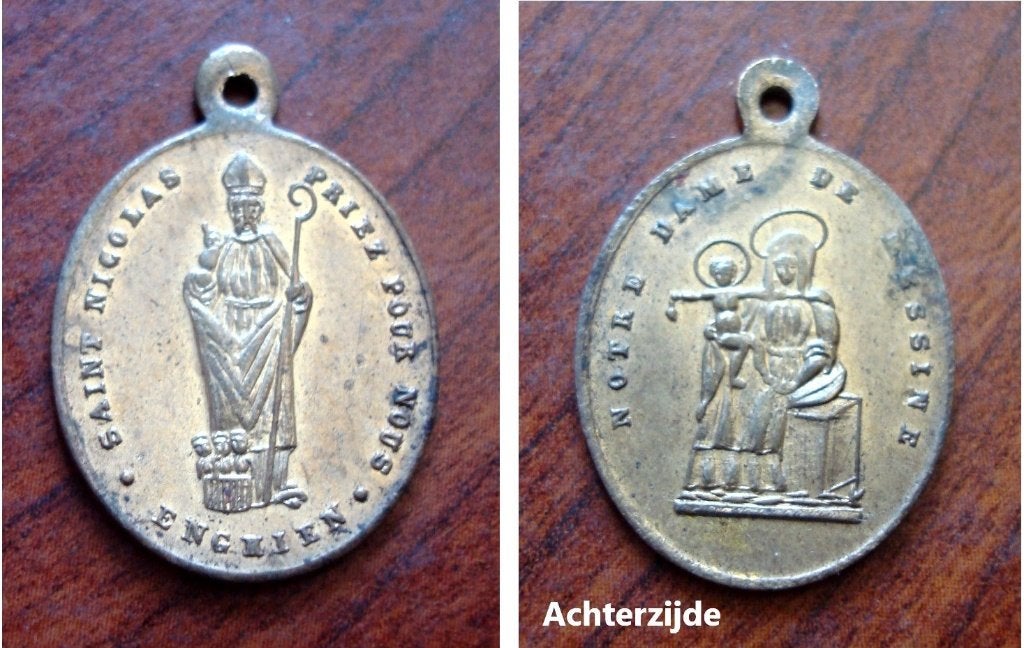 Medaille Saint Nicolas d'Enghien en N.D. de Lessine, Verzamelen, Verzenden, Gebruikt, Overige typen, Christendom | Katholiek