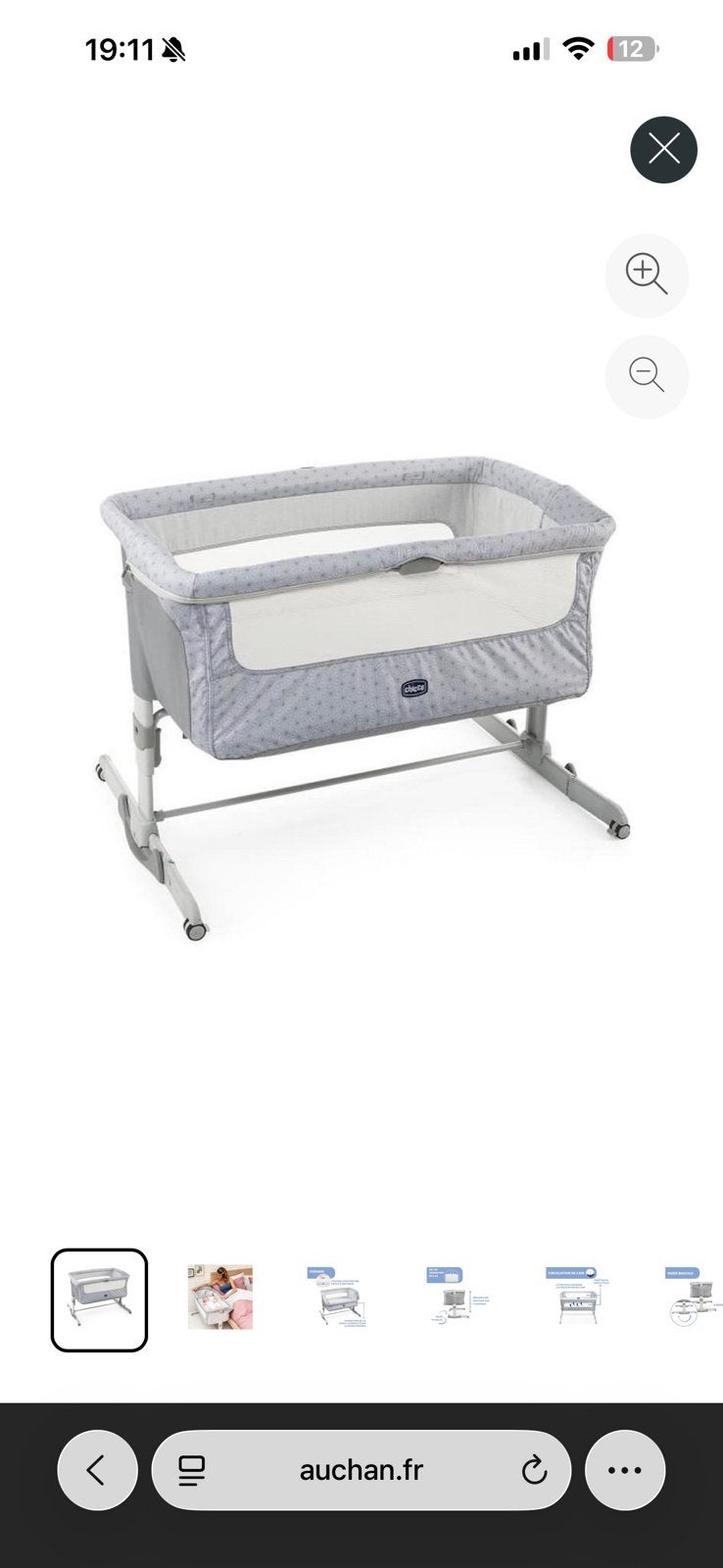 CHICCO - Berceau cododo Next2Me Dream Silver, Enlèvement, Utilisé, Lit