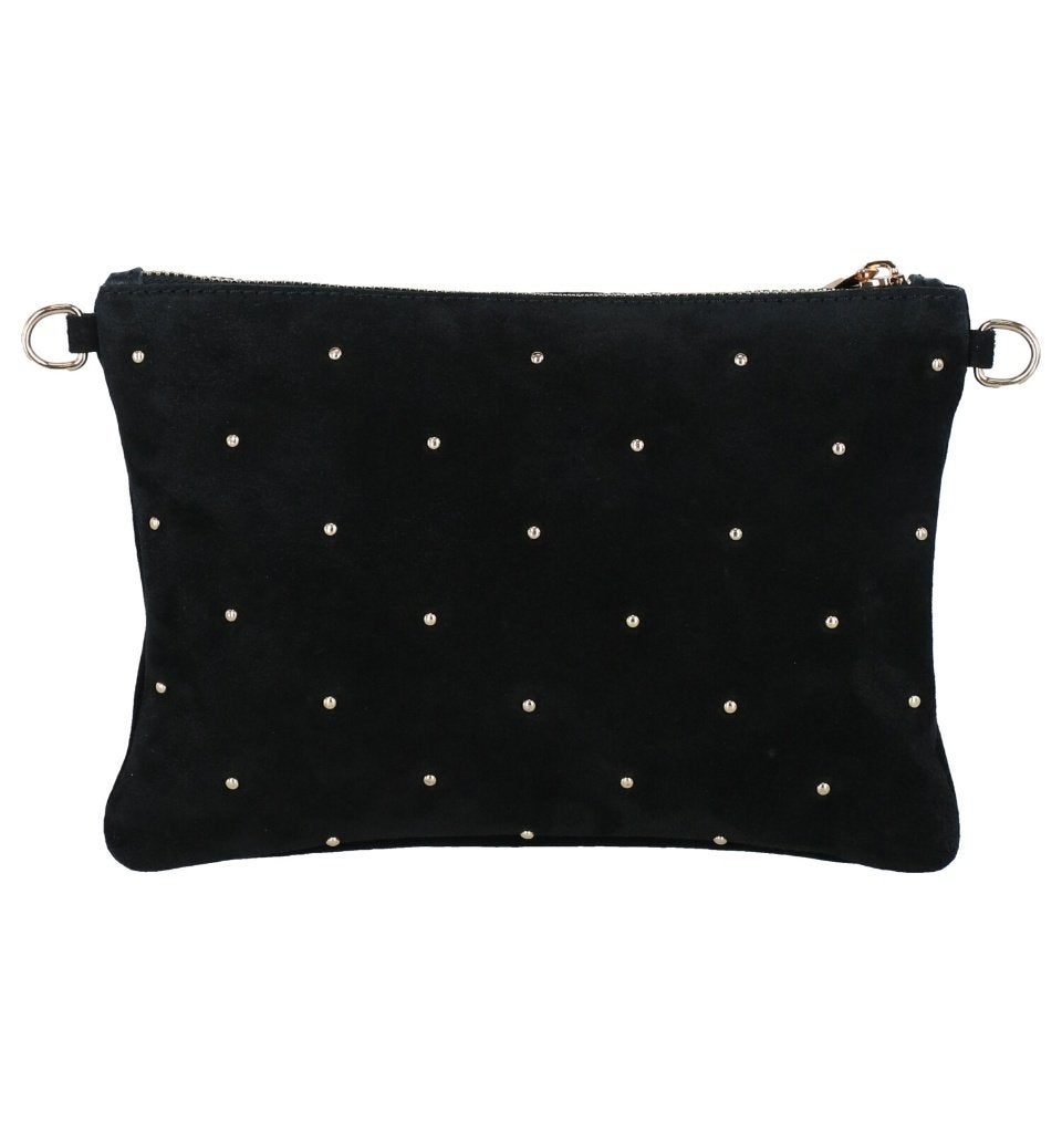Sac à main chic noir à strass en nubuck, Envoi, Neuf, Noir, Sac à main