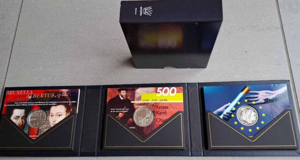 Luxe Belgische Millennium Muntenset 2000 (Zilver Proof), Setje, Zilver, Ophalen of Verzenden, Zilver
