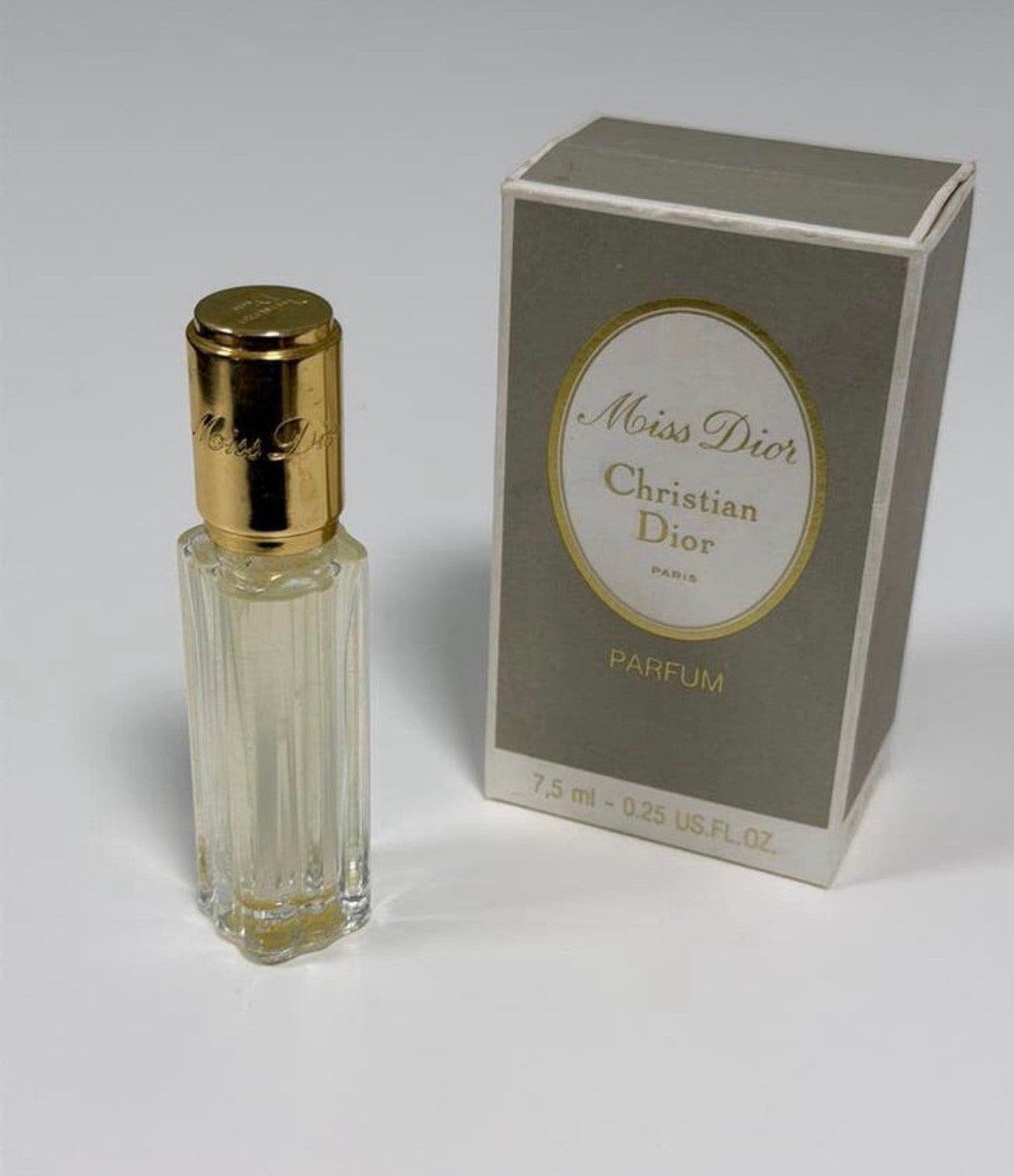 Vintage 1970 Miss Dior Parfum 7.5ml Splash nieuw met doos, Ophalen of Verzenden, Nieuw, Parfumfles, Gevuld