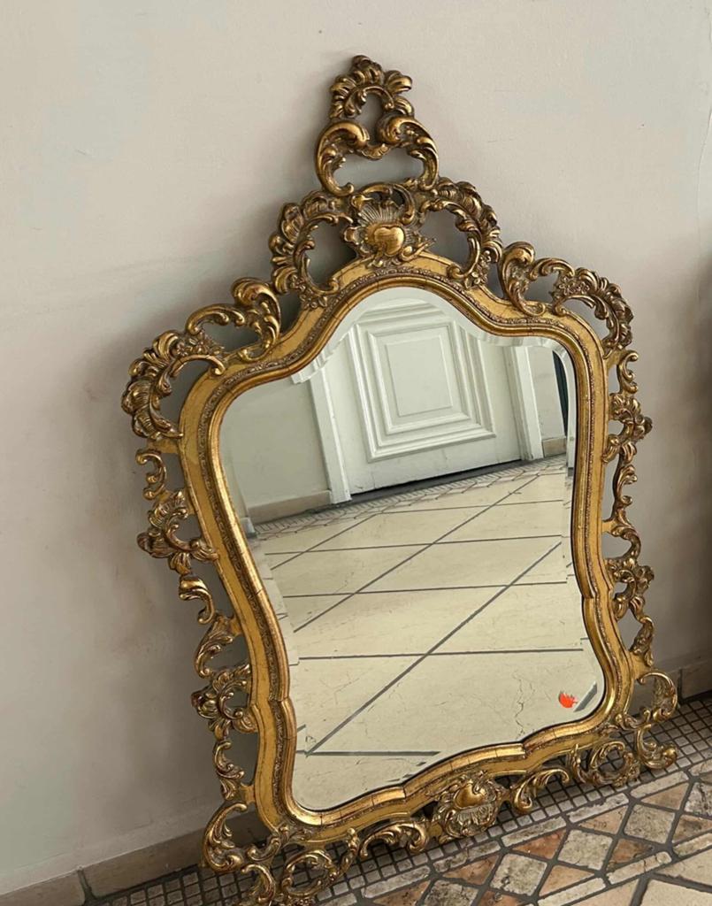 Grand miroir baroque / rococo doré ancien, Overige vormen, 50 tot 100 cm, 100 tot 150 cm