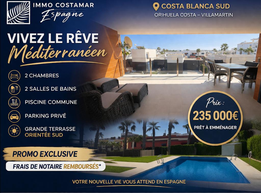 appartement a vendre en espagne Orihuela Costa Villamartín, Immo, Étranger, Espagne, Appartement, Village