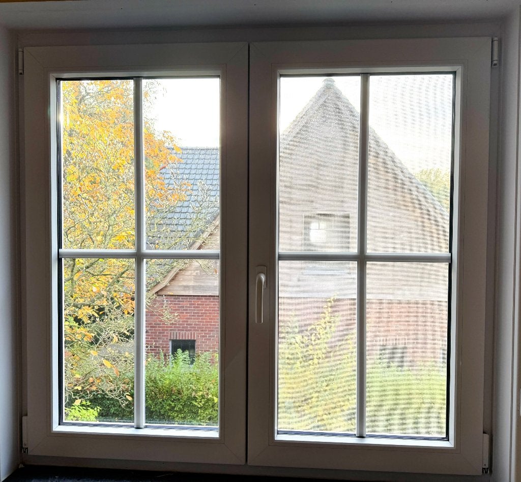 Fenêtre double en PVC blanc 1340 x 1250 - Région de Gand, Double vitrage, 120 à 160 cm, Fenêtre de façade ou Vitre, Enlèvement