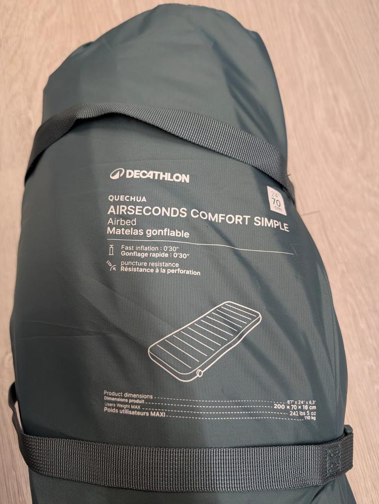 Luchtmatras Quechua Airseconds Comfort Simple, Caravans en Kamperen, Luchtbedden, Ophalen, Zo goed als nieuw, 1-persoons